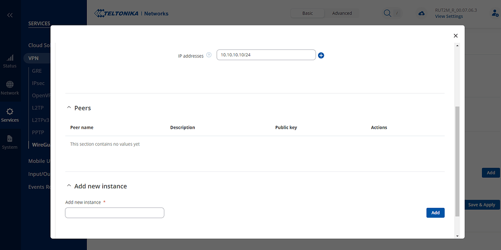 Wireguard can't add peer - Teltonika Networks - Teltonika Community