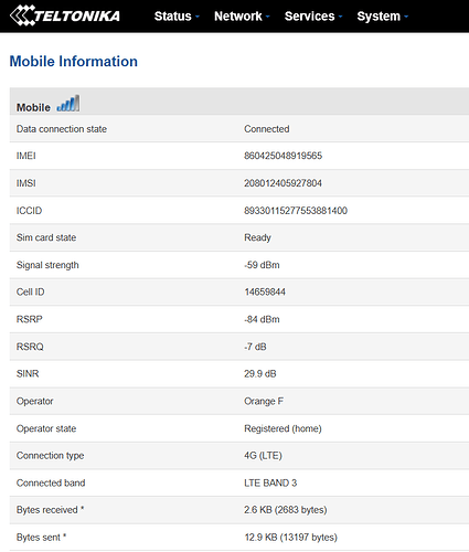 RUT240 - Mobile details informations