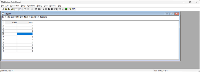 Modbus Poll 128 registers