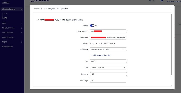 RUT provision setup 3