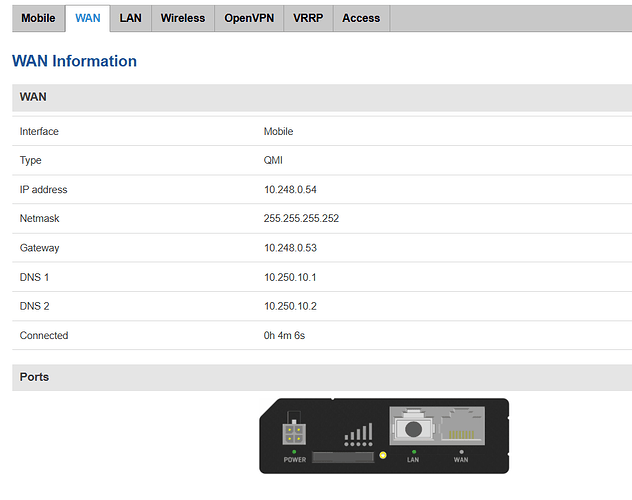 RUT240 - WAN details informations