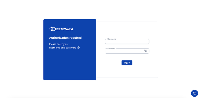 Teltonika login Dashbord