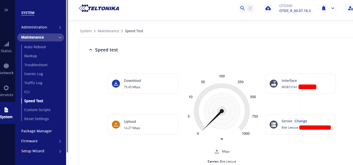 OTD500 5G poor speed vs phone in the same building - Networking Solutions -  Teltonika Community